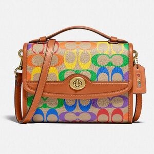 NWT Coach Kip Crossbody In Rainbow Signature Canvas & Leather C5144 Pride